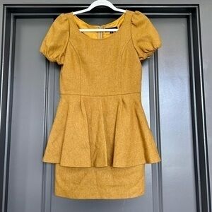 EUC Jill Stuart Peplum Dress Mustard Size 2